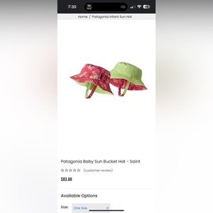 Baby Patagonia Reversible Bucket Hat- Size 6 Months